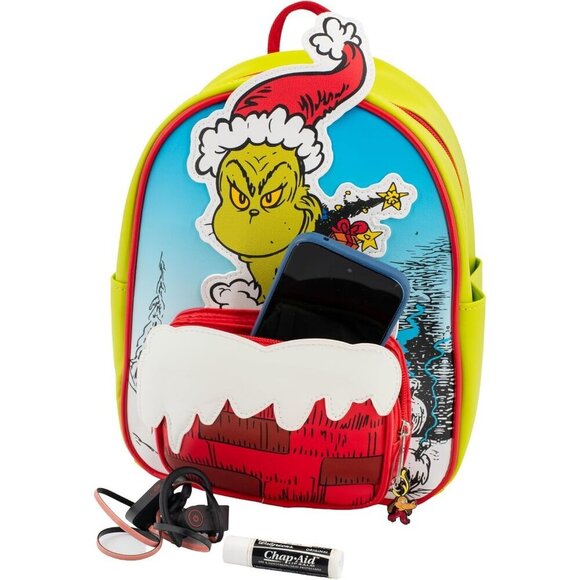 Mini Grinch Backpack Faux Leather 10.5 Inch Adjustable Straps Water Resistant main image 5